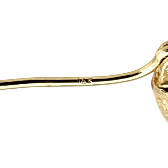 14K Yellow Gold Colored Stones Hoop Earrings #22723 - Picture 7 of 10